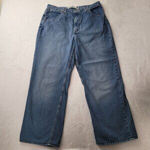 Gap Relaxed Fit Men's Blue Denim Worker Jeans 35X29 Altered